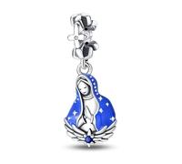 Ciondolo a forma di ala d'angelo Madonna Maria Madonna Madonna Madre di Gesù, in argento Sterling 925, compatibile con braccialetti Pandora