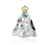 Ciondolo a forma di albero di Natale, compatibile con braccialetti Pandora, regalo di Natale e compleanno, per donne, figlia, sorella, nipote, nipote