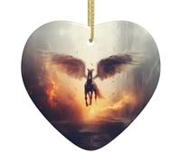 Ciondolo a forma di albero di Natale in ceramica, 6,9 x 7,6 cm, con stampa YYHHAOFA Pegasus che vola via, facilmente appeso nei centri commerciali e nei negozi