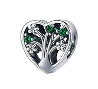 Ciondolo a forma di albero genealogico, in argento Sterling 925, per braccialetti e collane alla moda (albero verde e cuore)