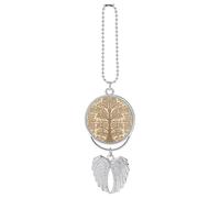 Ciondolo a forma di albero in stile beige, ornamento da appendere allo specchietto retrovisore, decorazione per auto per specchietto retrovisore, portachiavi in stile argento