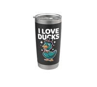 Ciondolo a forma di anatroccolo con scritta "I Love Ducks" Bicchiere termico in acciaio inox doppia parete