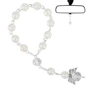 Ciondolo a forma di angelo custode per auto, specchietto retrovisore, angelo guardiano, specchio retrovisore, elegante decorazione per interni auto, regalo per uomo e donna, design a scatto (argento)