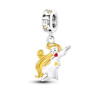 Ciondolo a forma di angelo della Vergine che si illumina al buio, per compleanno, data di nascita, segno zodiacale, in argento Sterling 925, compatibile con braccialetti Pandora