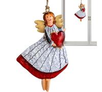 Ciondolo a forma di angelo in metallo, 2 pezzi, con motivo a fiocchi di neve, per l'albero di Natale, decorazione natalizia