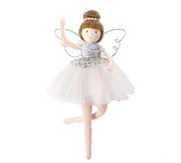 Ciondolo a forma di angelo in peluche a forma di albero di Natale, con ballerina che aggiunge un tocco affascinante e delizioso alla decorazione della casa delle vacanze (argento)