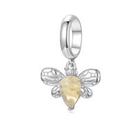 Ciondolo a forma di api in argento Sterling 925, per braccialetto Pandora, ape miele, con cristallo giallo