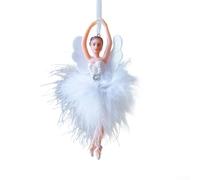 Ciondolo a forma di ballerina di Natale, in ABS dorato, rosa e bianco, per ghirlanda dell'albero o centrotavola, decorazione per le vacanze, statuetta di angelo, ornamento ricordo (ragazza con piume B