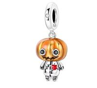 Ciondolo a forma di bambola di Halloween, in argento 925, compatibile con ciondoli Pandora, Trollbeads, Chamilia, Biagi e molti altri braccialetti con ciondoli del Regno Unito.
