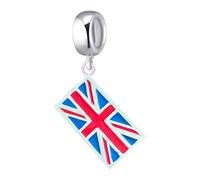 Ciondolo a forma di bandiera del Regno Unito, in argento Sterling 925, con simbolo dell'Inghilterra, per braccialetti Pandora