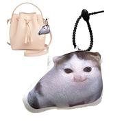 Ciondolo a forma di borsa in peluche, ornamento portachiavi a forma di gatto, design con suono tedesco, morbido accessorio alla moda per adulti, adolescenti, coppie, compleanno, laurea