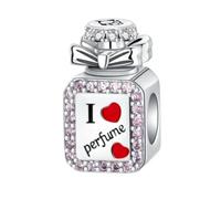 Ciondolo a forma di bottiglia di profumo in argento Sterling 925, per braccialetti Pandora, con zirconia cubica, in confezione regalo