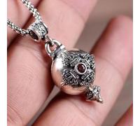 Ciondolo a forma di bottiglia di profumo in rame retrò Gawu con scatola, pendente intarsiato con zircone sintetico rosso, elegante e alla moda, accessorio gioielli da donna, regalo