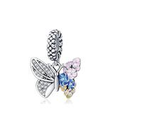 Ciondolo a forma di bouquet di farfalle, in argento Sterling 925, compatibile con braccialetti Pandora