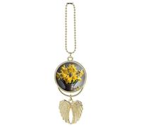 Ciondolo a forma di bouquet di narcisi per auto, in lega di zinco, per alleviare l'affaticamento visivo, portachiavi vintage, decorazione da appendere per interni dell'auto, stile dorato