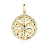 Ciondolo a forma di bussola in argento 925 con zirconi, da donna, in oro o | Ciondolo a forma di rosa dei vento in argento Sterling con pietra scintillante. MATERIA by Matthias Wagner
