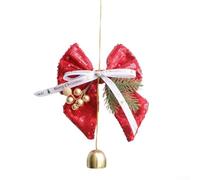 Ciondolo a forma di campana con fiocco e perle glitterate per albero di Natale e decorazione da appendere all'auto, migliora la vacanza in più ambienti (rosso)