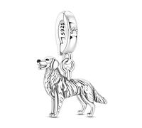 Ciondolo a forma di cane Golden Retriever in argento 925, compatibile con braccialetti Pandora, Trollbeads, Chamilia, Biagi e molti altri braccialetti con ciondoli del Regno Unito.