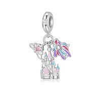 Ciondolo a forma di castello dei fuochi d'artificio per braccialetto Pandora, in argento Sterling con cuore e stella, regalo magico per donne