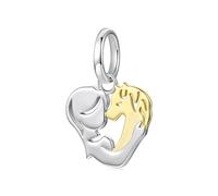 Ciondolo a forma di cavallo, in argento Sterling 925, a forma di unicorno, cane, gatto, volpe, per compleanno e famiglia, adatto per braccialetti Pandora, one size, Argento sterling, Zircone