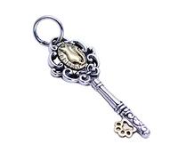 Ciondolo a forma di chiave con gatto dorato in argento sterling 925 vintage per donna uomo