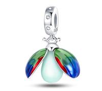 Ciondolo a forma di coccinella che si illumina al buio, in argento Sterling 925, compatibile con braccialetti Pandora