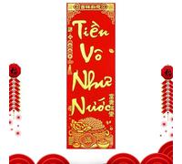 Ciondolo a forma di coppia per festival di primavera vietnamita, ornamenti vietnamiti per coppie di Capodanno, ciondolo per porta con stampa a caldo in polvere d'oro, ornamenti da parete tradizionali