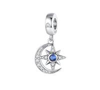 Ciondolo a forma di costellazione di cielo stellato, stella settentrionale, luna, in argento Sterling 925, compatibile con braccialetti Pandora