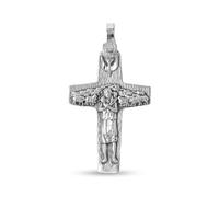 Ciondolo a forma di croce del Buon Pastore in argento sterling 925 massiccio, 37 mm. Papa Francesco. Incisione inclusa nel prezzo - Personalizzabile - INCISIONE INCLUSA NEL PREZZO