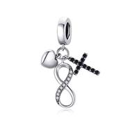 Ciondolo a forma di croce dell'infinito in argento Sterling 925 per braccialetti Pandora, fede, amore e fede eterna