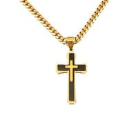 Ciondolo A Forma Di Croce Punk Rock In Acciaio Inossidabile Da Uomo, Collana Con Amuleto Abbinato A Due Colori E Doppio Strato, Gioielli Di Moda(Black)