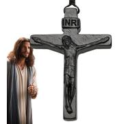 Ciondolo a forma di crocifisso in legno per uomo, ciondolo a goccia, stile retrò, gioielli intagliati a mano, lunghezza regolabile, accessorio religioso da uomo per donne e ragazze, collana vintage