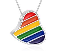 Ciondolo a forma di cuore arcobaleno per ceneri in acciaio inox, per ceneri umane e animali domestici, Acciaio inossidabile, Nessuna pietra preziosa