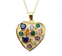 Ciondolo a forma di cuore Chakra con pietre multiple, realizzato in ottone placcato oro, 25x23 mm. Gioielli astrologici, collana con ciondolo d'amore e protezione, con catena da 45 cm | LK_CHN_0135