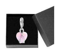 Ciondolo a Forma di Cuore, Charm Donna Argento Pietra Preziosa, per Bracciale Collana Ciondolo di Natale San Valentino Festa della Mamma Regalo, con Confezione Regalo e Biglietto di Auguri