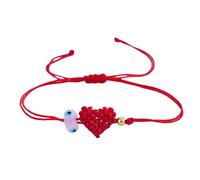 Ciondolo a forma di cuore con filo rosso regolabile, realizzato a mano, accessorio spirituale, unisex, regolabile, corda rossa dell'amicizia, Misura unica, come descritto