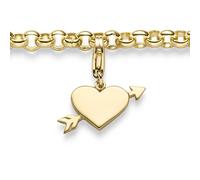 Ciondolo A Forma Di Cuore Con Freccia Cuoricino Amore 585 Oro Giallo 16x18mm