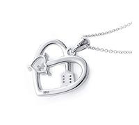 Ciondolo a forma di cuore con freccia di Cupido, in argento Sterling 925 e zirconi che rappresenta un cuore con la freccia di Cupido, ideale come regalo romantico per la tua fidanzata
