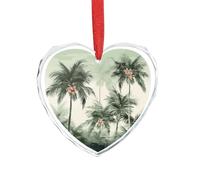 Ciondolo a forma di cuore con palme tropicali in cristallo trasparente, romantico ciondolo a forma di amore, decorazione da appendere per fai da te, regalo per casa, finestra, auto, festa di nozze