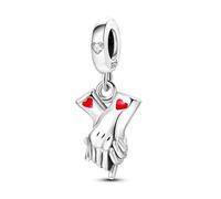Ciondolo a forma di cuore con scritta "I Love You", in argento Sterling 925, compatibile con braccialetti Pandora