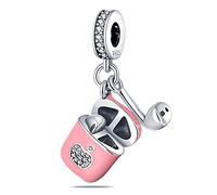 Ciondolo a forma di cuore con scritta "I Love You", in argento Sterling 925, compatibile con braccialetti Pandora
