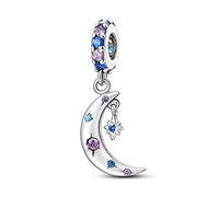 Ciondolo a forma di cuore con scritta "I Love You To The Moon And Back", in argento Sterling 925, compatibile con braccialetti Pandora