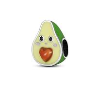 Ciondolo a forma di cuore con scritta in inglese "Avocado I Love You", in argento Sterling 925, compatibile con braccialetti Pandora