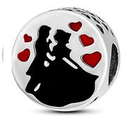 Ciondolo a forma di cuore con scritta "Love You", in argento Sterling 925, compatibile con braccialetti Pandora