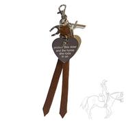 Ciondolo a forma di cuore con scritta "Protect This Rider And The Horse She/He Rode In On-Saddle", regalo per amanti dei cavalli, gioiello regalo, Large, Strisce scamosciate, Nessuna pietra preziosa