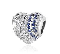 Ciondolo a forma di cuore con zirconia cubica, scintillante, adatto per braccialetti Pandora, anniversari, Natale, compleanni, regalo per donne, figlia, sorella, moglie, nipote, Misura unica, Metallo