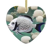 Ciondolo a forma di cuore di Natale in ceramica a forma di pesce tropicale, il pezzo di ceramica è disponibile con filo di seta