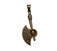Ciondolo a forma di cuore e ascia in acciaio inossidabile 58x25mm placcato oro, collana con charm senza catena, realizzata a mano per uomo e donna, gioiello significativo con simbolo di potere