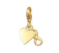 Ciondolo a forma di cuore e simbolo dell'infinito, in argento Sterling 925 placcato oro, per donne e ragazze, adatto a tutti i braccialetti