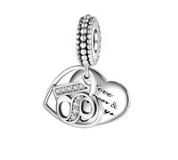 Ciondolo a forma di cuore, in argento Sterling 925, compatibile con braccialetti Pandora ed europei, 1 cm x 1 cm x 0.3 cm, Metallo